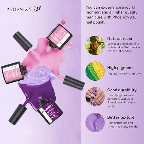 phoenixy 24 PCS Gel Nail Polish Set, Spring 21 Colors 7ml Gel Nail Polish Kit with Base Glossy Matte Top Coat Black Gray Red Nail Kit Gifts for Women thumbnail 3