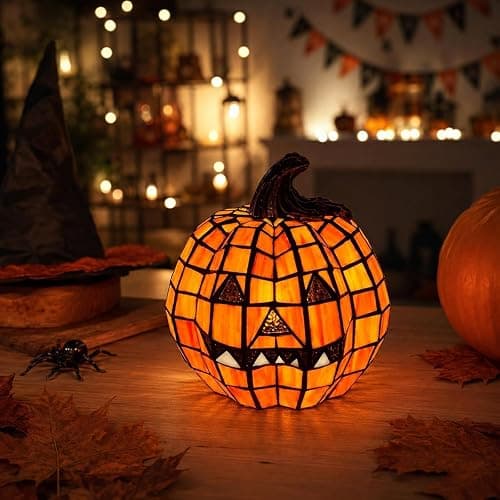 Halloween Lamp Stained Glass Pumpkin Lamp Tiffany Style Halloween Decorations for Home HolidayParty (Large Spooky Bat) thumbnail 3