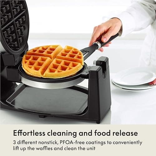 bella Classic Rotating Belgian Waffle Maker with Nonstick Plates, Removable Drip Tray, Adjustable Browning Control and Cool Touch Handles, Stainless Steel thumbnail 5