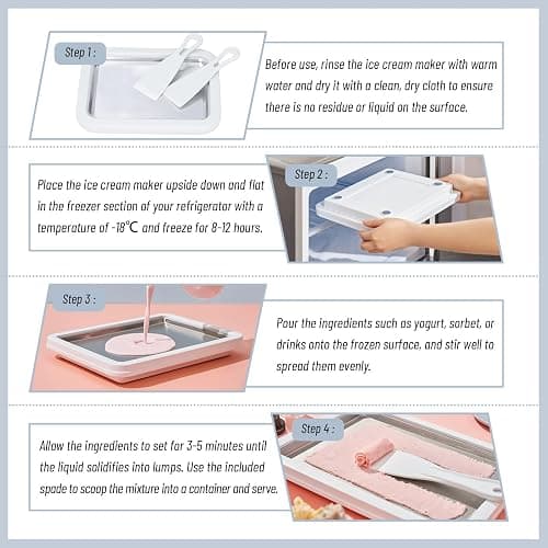 Instant Ice Cream Maker, Rolled Ice Cream Maker, Instant Gelato Pan/Roll, Homemade DIY Ice Cream for Fun Parent-Child Activities for Families (Light Blue, X-Large) thumbnail 5