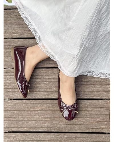 Gasfly Women's Shine Ballet Bow Dressy Flats Round Toe Slip On Foldable Flats Dress Work Shoes for Business Casual Office thumbnail 2
