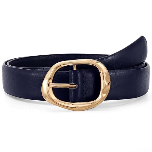 Women Leather Belt for Jeans Pants Ladies Casual Waist Belt Fashion Women Belt with Gold Buckle - Image 1