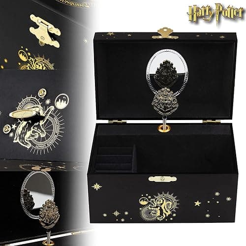 Harry Potter Gifts Musical Jewelry Box for Girls with Spinning Hogwarts Crest, Mirror & Wind-Up Key Music, Jewelry Organizer thumbnail 6