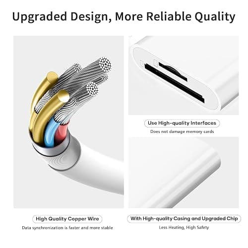 SD Card Reader for iPhone iPad Camera with USB C, Dual Card Slot Memory Card Reader Supports SD and TF Card Trail Camera Viewer SD Card Adapter Portable Micro SD Card Reader No App Plug and Play thumbnail 5