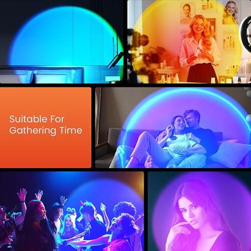 Sunset Lamp Projector with APP Control, Remote Control and Button Switch, Multicolor Changing LED Projection Lamp 360 Degree Rotation Sunlight for Bedroom/Photography/Party/Tiktok Live/Room Decor thumbnail 7