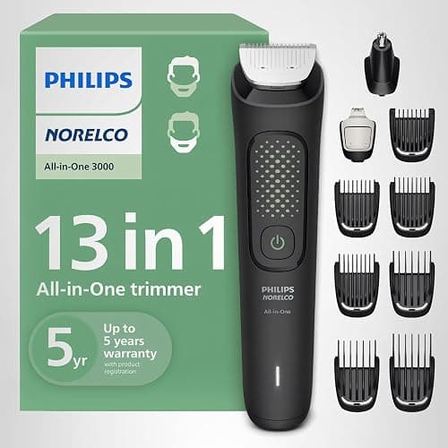 Norelco Philips All-in-One 3000 Series 13 in 1 Trimmer for Men, Beard Trimmer & Head Hair Clipper, Full Metal Self-Sharpening Blades & 8 Length Settings, MG3939/50 thumbnail 8
