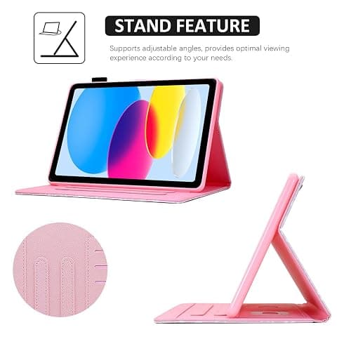 BYCeKe Case for iPad A16 11th Gen 11"/10th Gen 10.9"2025/2022,Pink NoteBook | Slim, Durable, Foldable Stand, PU Leather, Pencil Holder, Card Slot, Auto Wake，Auto Sleep thumbnail 6