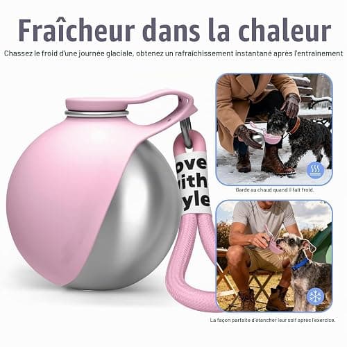 Gourde pour Chien, Gourde Chien Promenade Gamelle éTanche avec Bol Pliable en Silicone, 285ml Gourde Chien Voyage pour Les Promenades Et RandonnéEs en ExtéRieur (Blanc) thumbnail 8