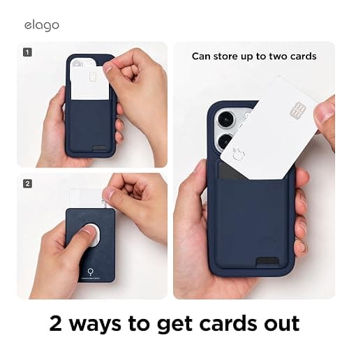 elago Magnetic Wallet Card Holder 2-Cards Compatible with MagSafe for iPhone 16/15/14/13/12 Series - Secure Phone Wallet, Long Last Silicone, Scratch and Damage Protection thumbnail 5