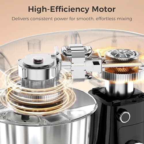 OSTBA Stand Mixer, 5QT+5.5QT Two Bowls Electric Kitchen Mixer, 10+P Speed Dough Mixer with Whisk, Beater & Dough Hook, Dishwasher Safe, Black thumbnail 6