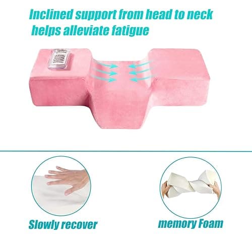 Beauty Salon Eyelash Extension Pillow Memory Foam Lash Pillow with Velvet Pillowcase Ergonomic Curve Improve Cervical Pillows for Neck Pain(Pink) thumbnail 7
