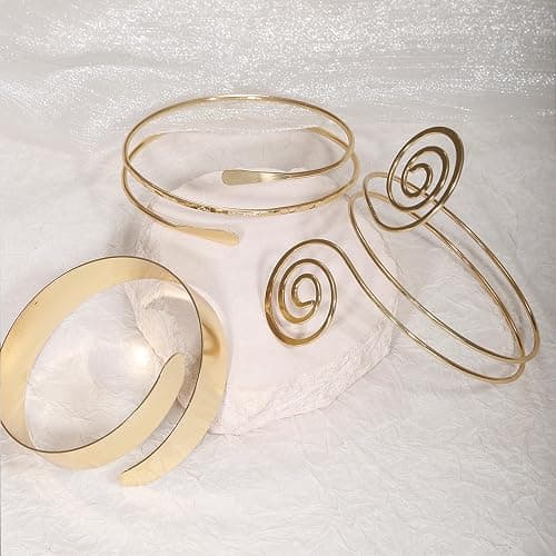 YVVLEE 6 Pieces Minimalist Gold Arm Cuff Bracelets Set Adjustable Coil Bangle Upper Arm Cuff Armband Jewelry Set for Women thumbnail 7