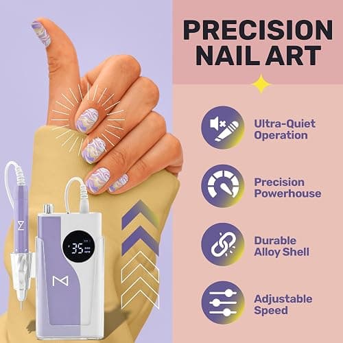 M – Ying Yang Brushless Nail Drill 35K RPM | Pro Cordless Efile 85W | Rechargeable USB-C Fast Charging | Portable Aluminum Alloy Shell | Quiet Low Vibration Tool for Acrylic Gel Nails (Rose Gold) thumbnail 2