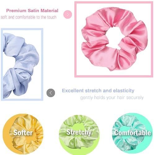 IVARYSS Satin Cute Scrunchies for Girls, Soft Than Silk for Hair, Fashion Ties and Bands for Thin | Thick Hair Styling, 16 Pack thumbnail 2