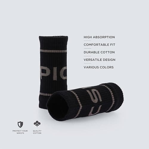 PICSIL - Cotton Sports Wristbands | Absorbent and Breathable | Ideal for Gym, Cross Training, Running and Tennis | Use with Grips | Unisex Design | thumbnail 2