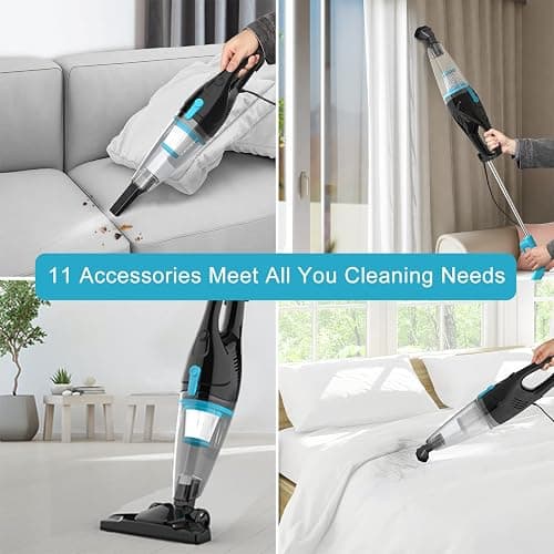 Intercleaner Corded Vacuum Cleaner, 15KPa Powerful Suction with 400W Motor, 12 in 1 Lightweight Bagless Stick Vac with Handheld, Ultra Quiet, for Hardwood Floor Carpet Car Pet Hair thumbnail 4
