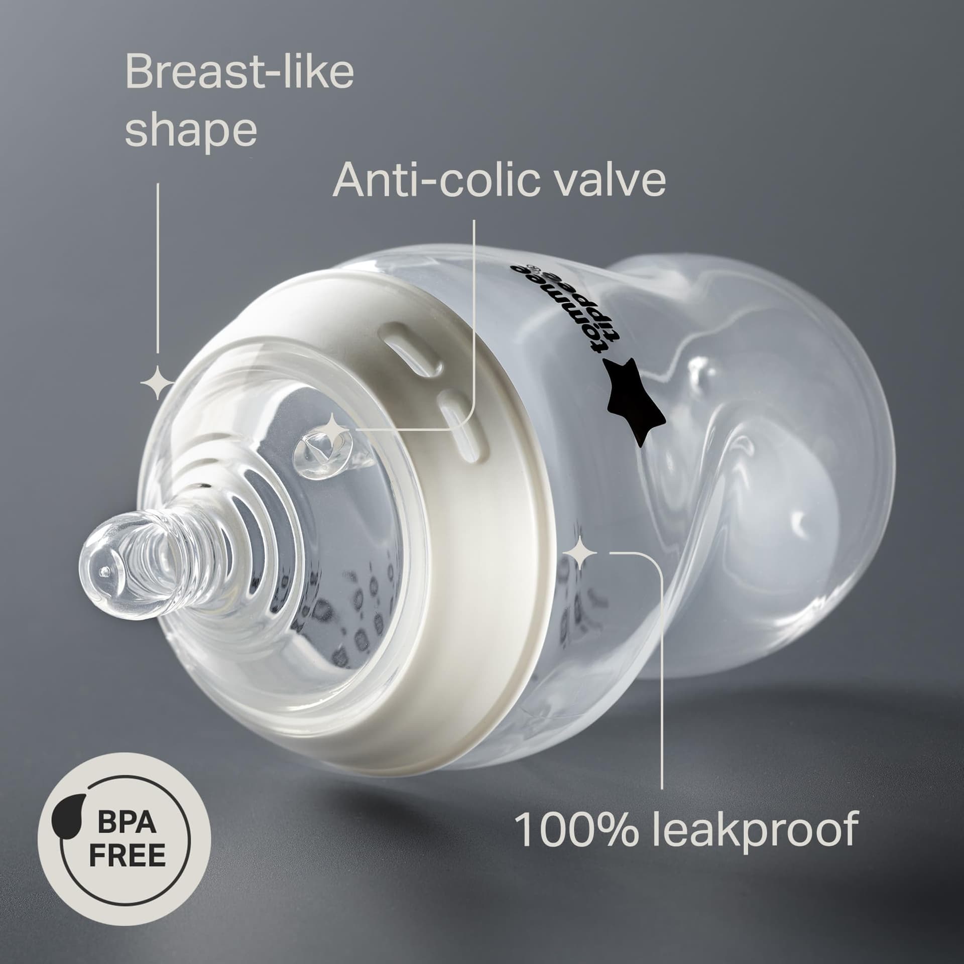 Tommee Tippee Baby Bottles, Natural Start Anti-Colic Baby Bottle with Slow Flow Breast-Like Teat, 260ml, 0m+, Self-Sterilising, Baby Feeding Essentials, Decorated, Pack of 3 - 3 Pack thumbnail 5