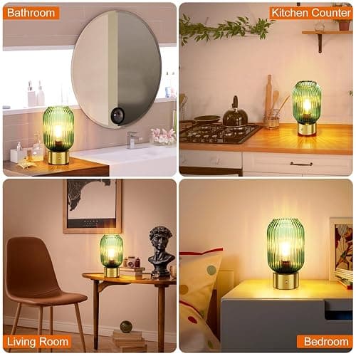 LEDIKON Cordless Table Lamp,Rechargeable & Touch Control,Vintage Mid Century Modern Style,3-Way Dimmable Battery Operated Gold Table Lamp for Dinner Table,Living Room,Bedroom,Restaurant,Bars thumbnail 7
