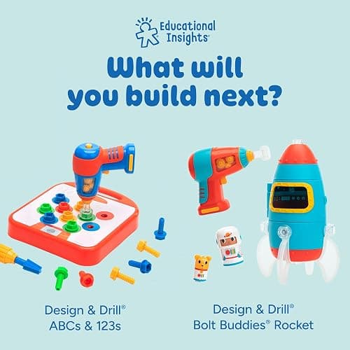 Educational Insights Design & Drill Bolt-It Bucket - Construction Toys & Toddler Tools, Kids Tool Set with Real Electric Drill Toy, Take Apart STEM Set, Building Kits and Gifts for Ages 3+ thumbnail 6