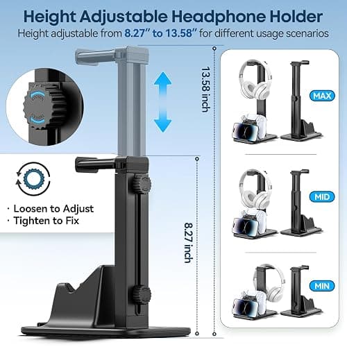 Gaming Headset & Controller Stand, Rotating Headphone Storage with Controller & Phone Holder, Game Desk Storage with Cable Organizer for PS5/PS4/XBOX PC Gamer Essentials Organizer Gift Accessories thumbnail 3