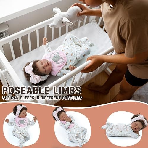 BABESIDE Lifelike Reborn Baby Dolls Black Girl- 17-Inch Realistic Newborn Baby Doll Real Life Baby Dolls with Clothes and Toy Gift for Kids Age 3+ thumbnail 4