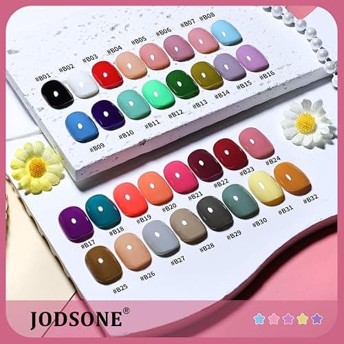 JODSONE 36 PCS Gel Nail Polish Set-32 Colors Gel Nail Polish Set Same Color Same Bottle No Wipe Base Top Matte Glitter Coat Professional Choice Salon Gifts thumbnail 4