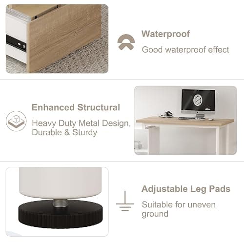 Bobve L Shaped Computer Desk, 47 Inch Home Office Desk with File Drawers & Storage Shelves, Small Corner Computer Desk for Small Space (White + Walnut) thumbnail 9