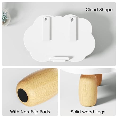 AFOOYO Adjustable Wood Laptop Stand, Ergonomic Height Angles Computer Stand, Cloud-Shaped Holder Riser Notebook Stand for Desk Compatible with Air, Pro, Dell, HP, Lenovo More 10-17.3" Laptops, White thumbnail 5