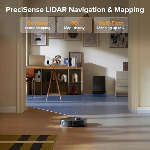 roborock Qrevo Series Robot Vacuum and Mop, 8000Pa Suction, Upgraded from Qrevo S, Anti-Tangle Brushes, Smart Obstacle Avoidance, Auto Mop Washing, All-in-One Dock, 200RPM Spinning Mops, Black(QV 35A) thumbnail 8