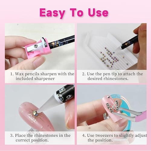ESUOHYM 10 Pcs Wax Pencil for Bedazzling with 10 Pcs Diamond Art Trays | High Adhesion Bedazzling Wax Pen for Resin Gem, Trays for Sort Rhinestones, Rhinestone Picker Tools for DIY Art Craft Project thumbnail 6