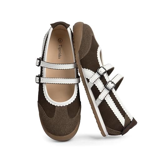 Tigeridea Mary Jane Sneakers Two Strap Rounded Toe Ballet Flats for Women | Mary Jane Shoes, Sneakerina Flats, Shopping and Walking Shoes for Mordern Women, Student, Mom and Office Lady. thumbnail 6