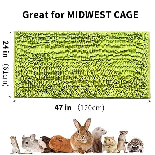 Oncpcare 47 × 24 in Small Animal Cage Liner – Soft Chenille Bedding Mat with Anti-Slip Backing, Reusable Absorbent Cage Pad for Guinea Pigs, Rabbits, Hamsters & Chinchillas (Green) thumbnail 2