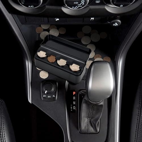 SINGARO Coin Holder for Car, Coin Change Organizer Compatible with Coins of Different Sizes, Dash-Mounted Holder Suitable for Most Cars, Trucks(Black) thumbnail 7