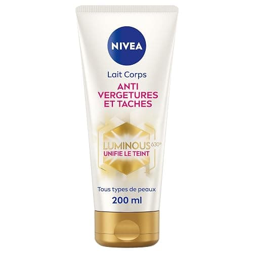 NIVEA Luminous630® Lait Corps Anti Vergetures et Taches (1 x 200 ml), soin corps anti tache hydratant 48h réducteur de vergetures, soin femme pour tous types de peaux - Image 1
