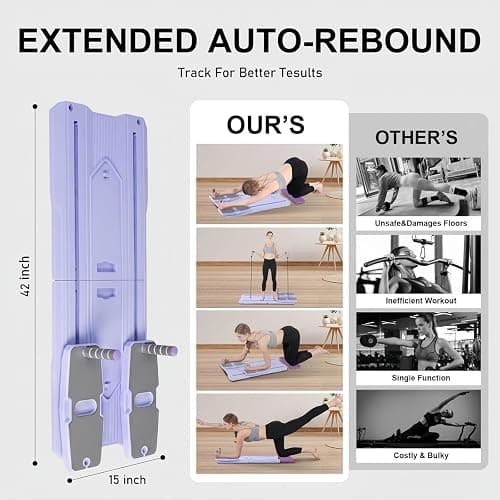 Pilates Reformer Board Set - 2025 Foldable 8-in-1 Pilates Machine for Full Body Workouts, Ab Core Trainer with Resistance Bands, Portable Home Pilates Equipment for Women & Men thumbnail 5