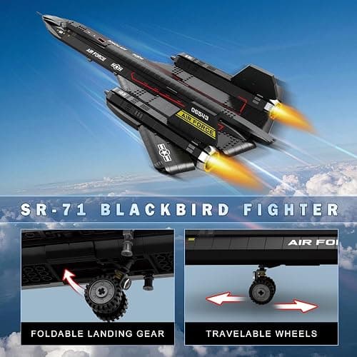 Reobrix SR-71 Blackbird Reconnaissance Fighter Jet Building Set, 33041 Military Aircraft Construction Sets, Home Decor or Collection, Aviation Airplane Toy Gifts for Adult and Military Fans thumbnail 5