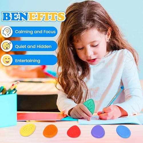 12PCS Random Color Fidget Toys Sensory Stone for Kids，Textured Soft Worry Stone for Autism Kids Calming - Fidget Stress Toys for Students Anxiety Relief - Small Prizes Fidget Toys thumbnail 6
