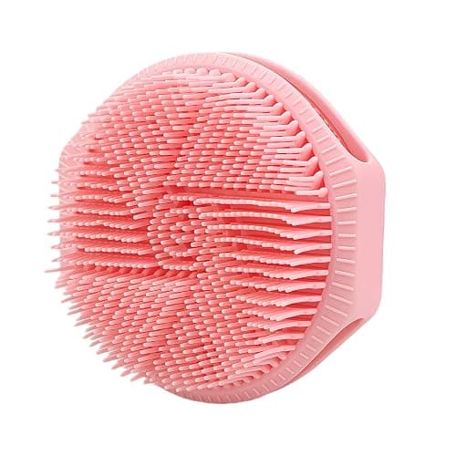 PeaKalo Silicone Body Scrubber for Men Women, Dual-Sided Bath Brushes Gentle Exfoliating Body Scrubber Scalp Massager for Deep Cleansing, Soft Silicone Loofah Body Washing Brushes (Pink) - Image 1
