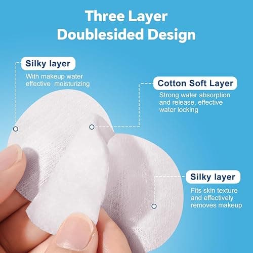 Cotton Rounds for Facial Cleansing and Nail Polish Removal (300count) - 100 Count, Pack of 3,100% Pure Cotton, Hypoallergenic Makeup Remover Pads, Lint-Free Multi-Layer Design thumbnail 3