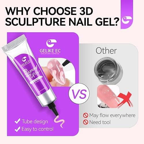 Gelike ec 3D Sculpture Nail Gel - Pink Multifunctional Rhinestone Nail Gel 3D Gel Nail Art for Nail Charms Nail Design Sculpting Nail Decoration Manicure Nail Modeling DIY at home thumbnail 4