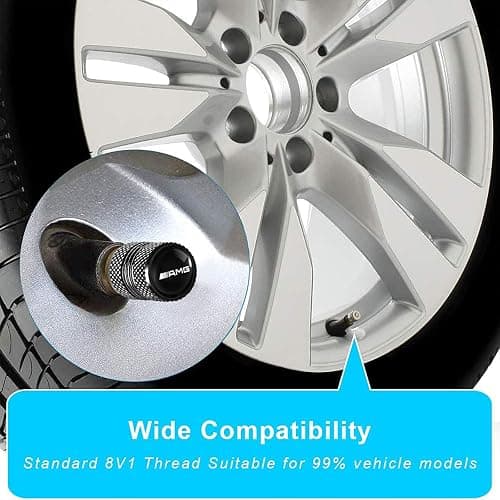 TACOMA Tire Valve Stem Cap Cover for Mercedes Benz AMG Belt O-Ring Seal Corrosion Resistant Tire Valve Stem Air Cap 4 Pack Black thumbnail 3
