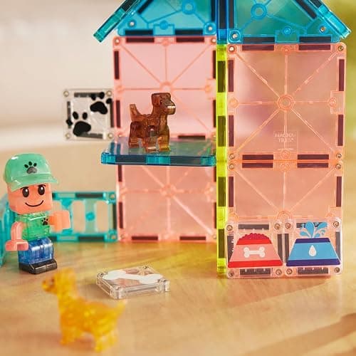 MAGNA-TILES Puppy Park 27-Piece Magnetic Construction Set, The Original Magnetic Building Brand thumbnail 4