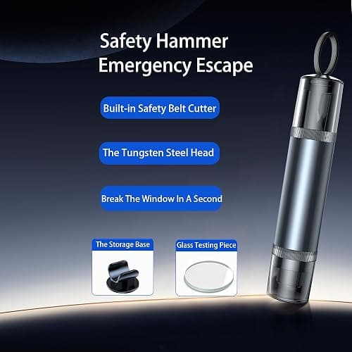 EJYARC Safe Hammer Car Window Breaker Seatbelt Cutter Under Water or Fire,2 IN1 Window Breaker Tool Auto Glass Breaker Emergency Escape Tool Kit,Car Accessories All Vehicles(1 PCS Black) thumbnail 3