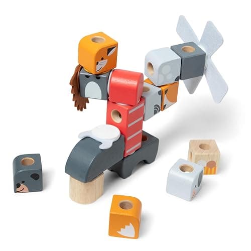Melissa & Doug Blockables™ Farm and Woodland 2-Pack Bundle Connectable Wooden Building Blocks Preschool Play Set Toy thumbnail 4