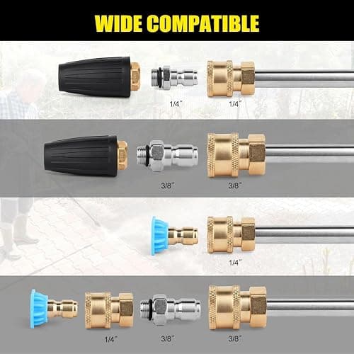 GIANTOOL Turbo Nozzle Pressure Washer, 4000 PSI 360°Rotating Power Washer Nozzles (Max 5000 PSI) with 1/4” and 3/8” Quick Connect, 7 Pressure Washer Nozzle Tips for Concrete, Brick, Driveway(4.0 GPM) thumbnail 4