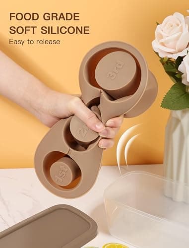 Ice Cube Tray for Tumbler Cup 30Oz-40Oz, 3 Pcs Silicone Cylinder Ice Mold with Lid and Bin for Freezer, Easy Fill and Release Ice Maker for Whiskey, Cocktail BPA-Free (Brown, 40Oz-Type1) thumbnail 5