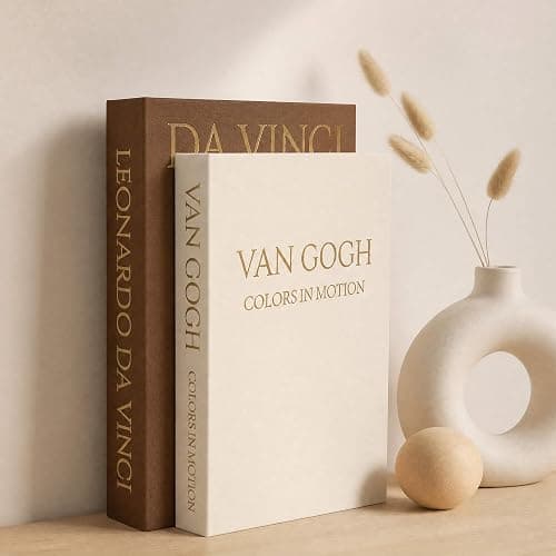 MAOBUYOU Decorative Storage Books Set of 2, Linen Cover, Gold Letters, Beige and Brown thumbnail 7