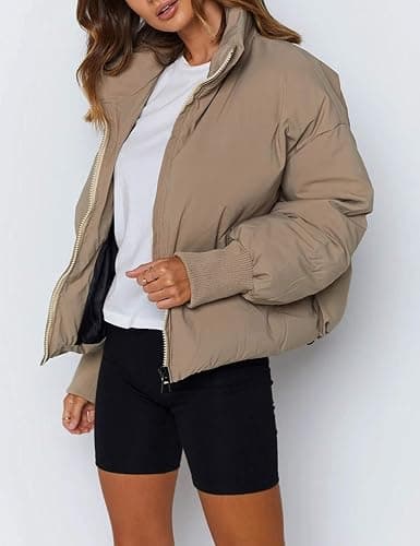 UANEO Puffer Jacket Womens Oversized Cropped Puffy Quilted Winter Jackets Coat thumbnail 4
