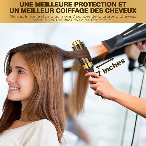 Brosse Cheveux Bouclés - Shinlea Brosse Ronde 33 MM Pour Cheveux Court Femme, Anti-Traction, Coiffant Et Séchant, Ajoutant Du Volume Et De La Brillance Pour Les Cheveux Fins thumbnail 7