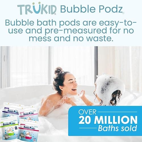 TruKid Bubble Podz Bubble Bath for Kids, Toddlers, & Babies, Tear Free Gentle & Refreshing Bath Bomb for Sensitive Skin with Natural Moisturizers, Non-Toxic, pH Balanced, Strawberry Scent (24 Podz) thumbnail 7